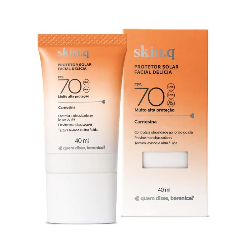 Protetor Solar Facial Delícia FPS 70 Skin.q Sem Cor 40ml