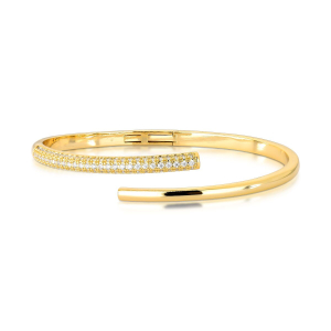 Bracelete Single Line Cravejado Zircônia Folheado A Ouro