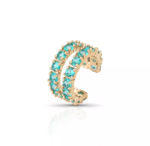 Piercing Fake Duo Lux Cravejado Zircônia Verde Tiffany Folheado A Ouro