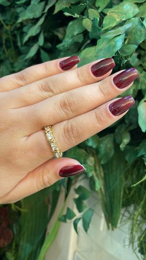 Anel Riviera Twenty-Eight Stones Duo Banho Cravejado Zircônia Folheado A Ouro