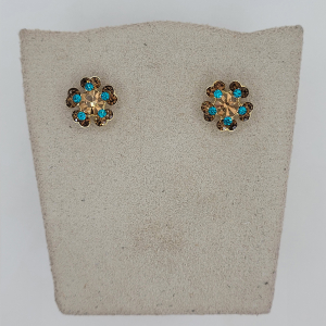 Brinco Flor Marrom Dourado