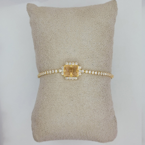 Pulseira Strass e Morganita Gravatinha Ajustável Folheado A Ouro