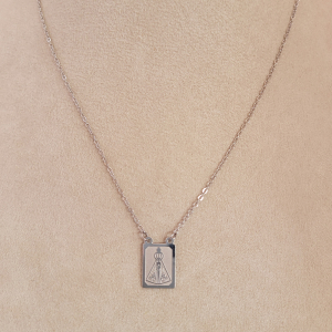 Escapulário Nossa Senhora Aparecida E São Jorge Aço Inox  60cm