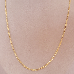 Corrente Elo 3 por 1 Folheada A Ouro 60cm