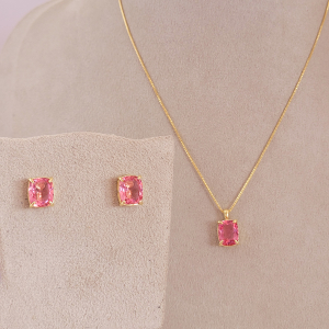 Conjunto Elo Veneziana Rosa Folheado A Ouro 40cm + Extensor