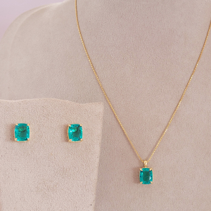 Conjunto Elo Veneziana Verde Tiffany Folheado A Ouro 40cm + Extensor