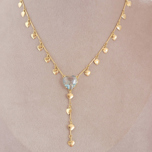 Conjunto Elo Canutilho Corações Folheado A Ouro 45cm + Extensor