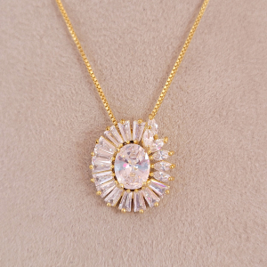 Conjunto Elo Veneziana Ana Cristal Folheado A Ouro 45cm