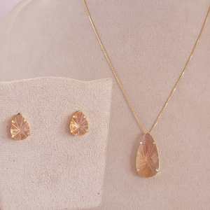 Conjunto Elo Veneziana Gota Nude Folheado A Ouro 45cm