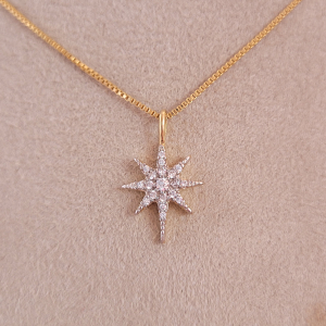 Conjunto Elo Veneziana Estrela Cadente Folheado A Ouro 45cm