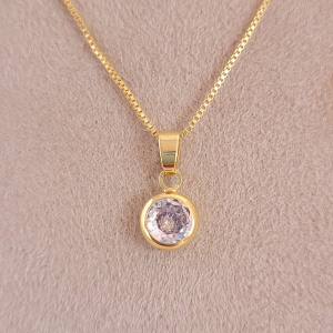 Conjunto Elo Veneziana Ponto de Luz Cristal Folheado A Ouro 45cm