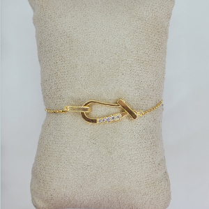 Pulseira Elo Cartier Diamantando Folheado A Ouro 17cm