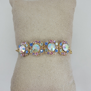 Pulseira Furta-Cor Com Pedras Coloridas Fecho Gravata