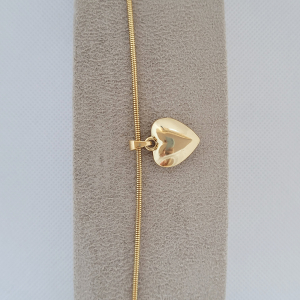 Pulseira Rabo de Gato Com Pingente Coração Liso Folheado A Ouro