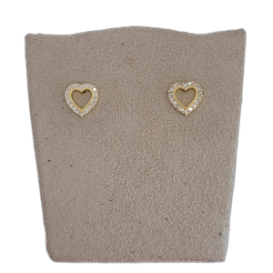 Brinco Coração Vazado Cravejado Microzircônia Folheado A Ouro