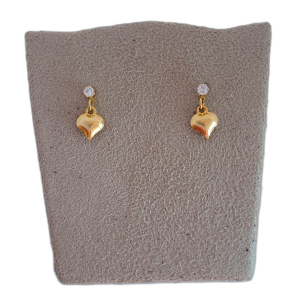 Brinco Ponto de Luz Com Coração Folheado A Ouro