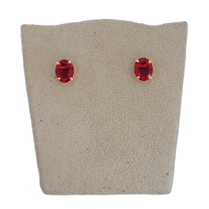 Brinco Ponto de Luz Oval Rubi Folheado A Ouro