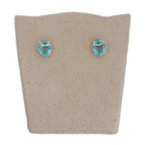 Brinco Ponto de Luz Oval Água Marinha Folheado A Ouro