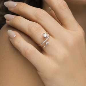 Anel Plume Pontos de Luz Cravejado Microzircônia Ródio Branco nº18