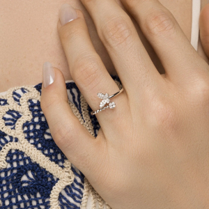 Anel Borboleta Cravejado Microzircônia Ródio Branco nº20