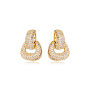 Brinco Glamour Cravejado Microzircônia Folheado A Ouro
