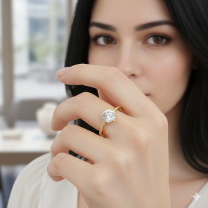 Anel Solitário Cristal Folheado A Ouro nº 16