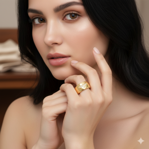 Anel Liso e Largo Espírito Santo Cravejado Microzircônia Folheado A Ouro nº 19