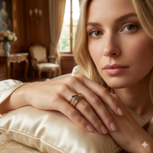 Anel Entrelaçados Cravejado Zircônia Colorida Folheado A Ouro nº 19