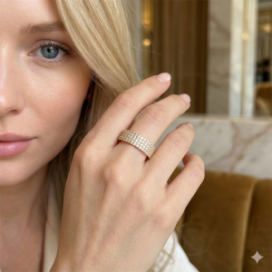 Anel Meia Aliança Cravejado Microzircônia Folheado A Ouro nº16