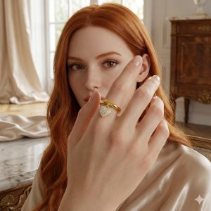 Anel Liso Com Pingente Coração Pendurado Cravejado Microzircônia Folheado A Ouro nº 19