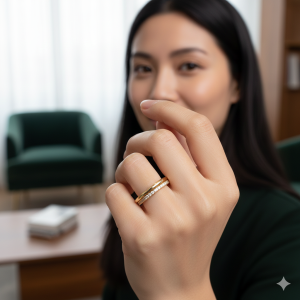 Anel Meia Aliança Dupla Cravejado Microzircônia e Lisa Folheado A Ouro nº 16