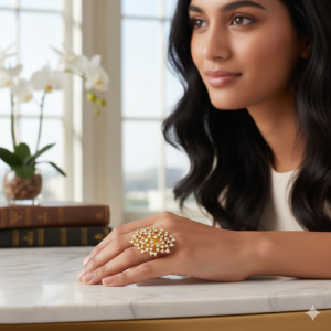 Anel Dente de Leão Cravejado com Zircônias Folheado A Ouro Ajustável