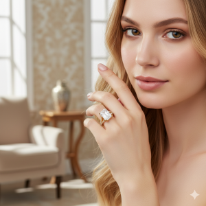 Anel Solitário Quadrado Cravejado Microzircônia e Cristal Folheado A Ouro nº 14