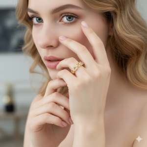 Anel Coração Vazado Cravejado Microzircônia Folheado A Ouro nº17