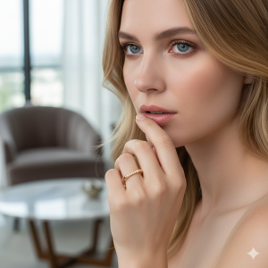 Anel Meia Aliança Base Quadrada Cravejado Microzircônia Folheado A Ouro nº 19