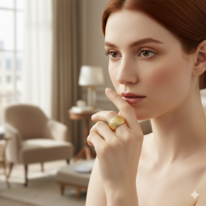 Anel Trabalhado Folheado A Ouro Ajustável