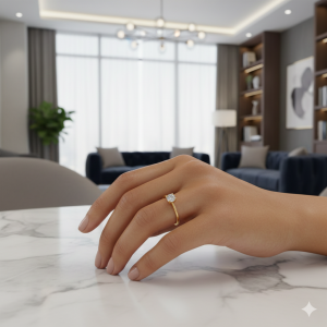 Anel Solitário Chuveiro Folheado a Ouro nº 16