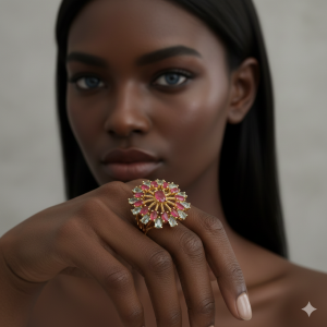 Anel Zircônias Rosa Folheado A Ouro nº16