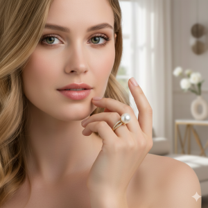 Anel Pérola Cravejado Microzircônia Folheado A Ouro nº 15