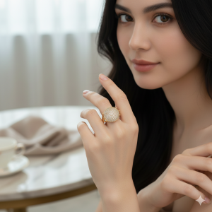 Anel Pizza Cravejado Microzircônia Folheado A Ouro nº 17