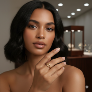 Anel Coracão Lateral Vazado Folheado A Ouro nº 16