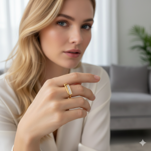 Anel Quadrado Cravejado Zircônia Navete Folheado A Ouro nº 19