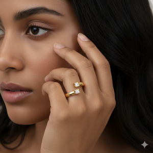 Anel Ponto Luz Folheado A Ouro Ajustável