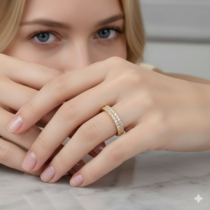 Anel Meia Aliança Cravejado Microzircônia Folheado A Ouro nº 24