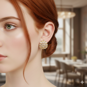 Brinco Colméia Cravejado Zircônia Navete Verniz Italiano