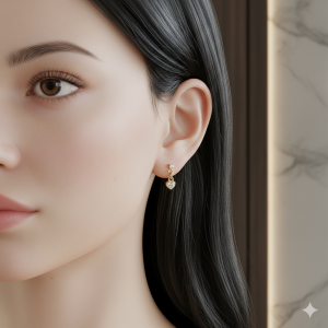 Brinco Ponto de Luz Com Coração Folheado A Ouro