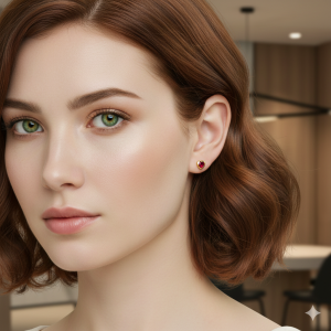 Brinco Coração Cravação Inglesa Vermelho Folheado A Ouro