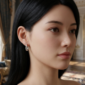 Brinco Argola Oval Base Reta Prata M