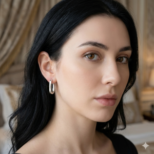 Brinco Argola Oval Base Reta Prata P