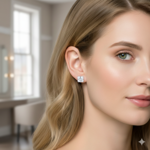 Brinco Ponto De Luz Quadrado Cristal Prata 10mm